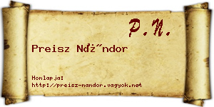 Preisz Nándor névjegykártya